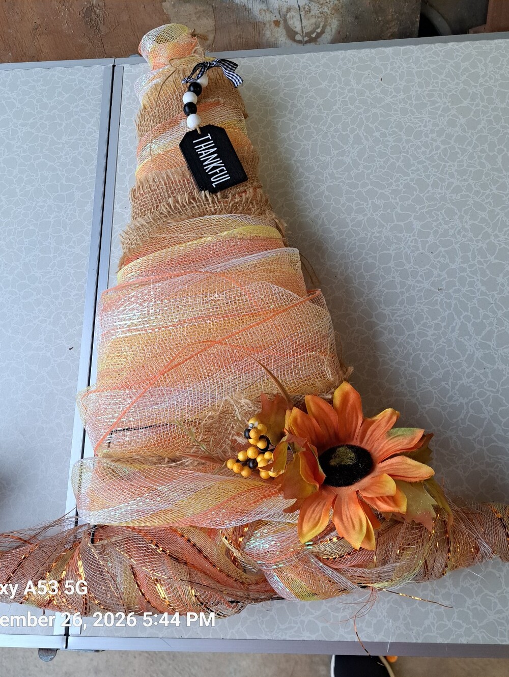 Thankful Orange Sunflower Fall Decorative Witch Hat
